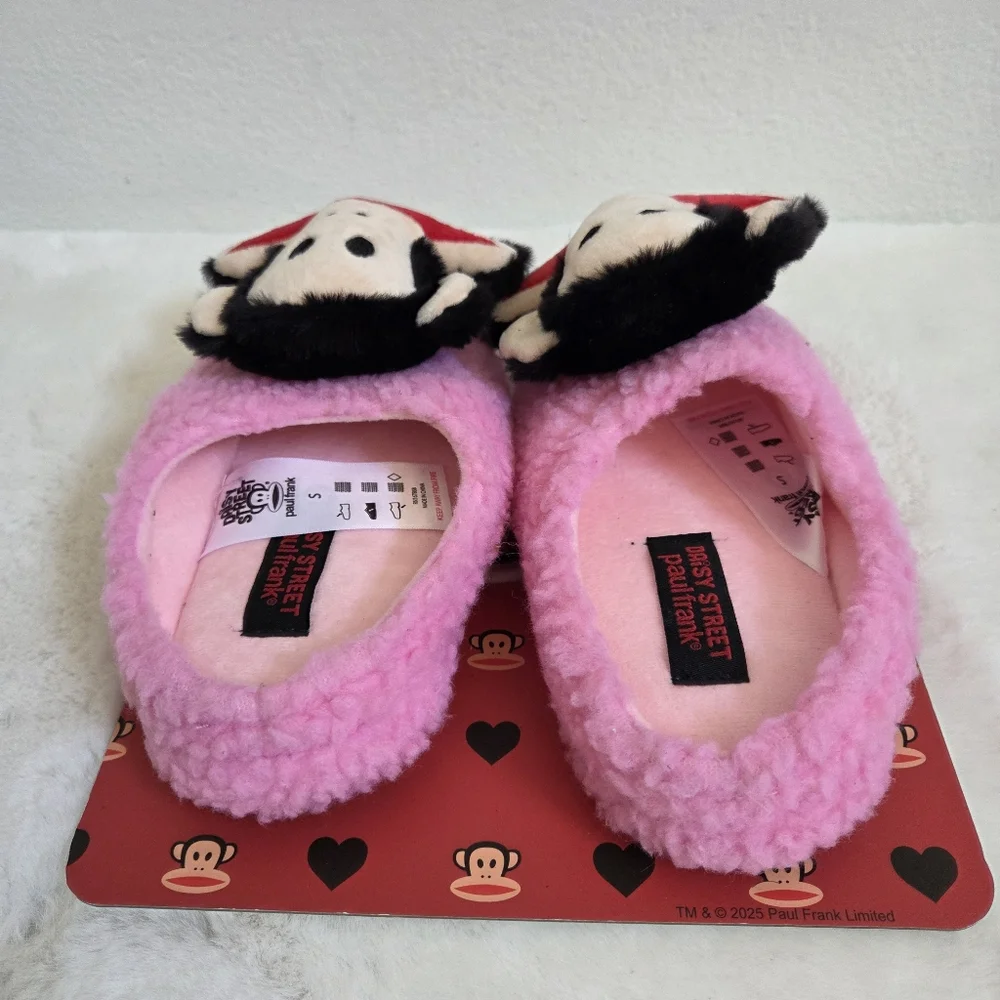 Paul Frank fluffy slippers with 3D face size small